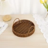 Imitation rattan fruit plate, hand-woven Japanese bread basket, steamed bun basket, living room household storage basket, rattan double-eared tray Application Scenario